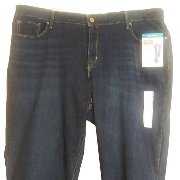 Signature By Levi Strauss Plus Size 22 Jeans Mid Rise Slim For Women Dark Wash. - Picture 3 of 10